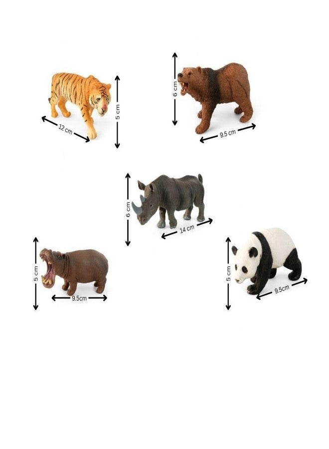 DTR Creation Wild Animal Figurines Toy Set - 5 Pcs (Tiger, Bear, Rhino, Hippo, Panda) | Jungle Safari Animals | Kids Educational Animal Toys | Birthday Gift Pack for Boys & Girls - Image 4